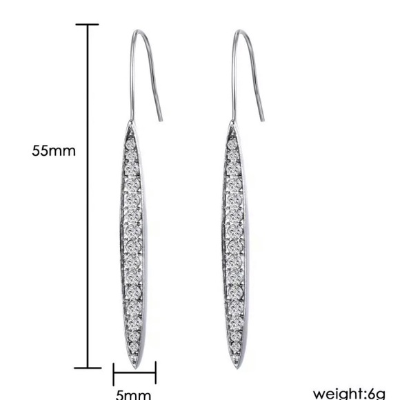 NEW!💙💎LONG! DROP! SPARKLE! DANGLERS!💎💙SILVERY! - Picture 6 of 8